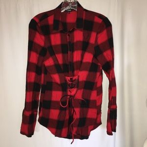 Adorable Express plaid small petite blouse